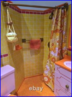 American Girl Doll Julie's Groovy Bathroom Set Accessories Shower Sink Toilet