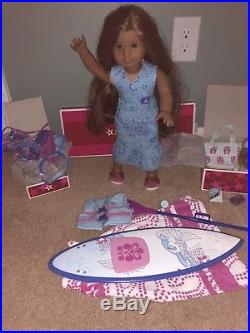 American Girl Doll Kanani Retired Lot EUC Dog, Beach Outfit, Surfboard Boxes