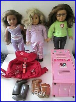 American Girl Doll Lot! 3 18 Inch Dolls! With locker, backpack and extras