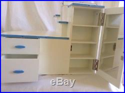 American Girl Doll Mia Desk Pull Out Bed Armoire Figure Skating Theme White Blue