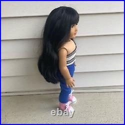 American Girl Doll OOAK Custom Felicity Merriman Black Hair Bangs Green Eyes