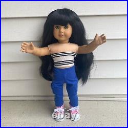 American Girl Doll OOAK Custom Felicity Merriman Black Hair Bangs Green Eyes