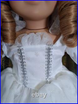 American Girl Doll OOAK Princess Crown Brown Curly Hair White Gown Brown Eyes