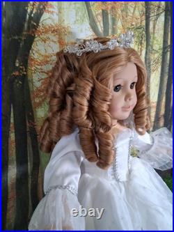 American Girl Doll OOAK Princess Crown Brown Curly Hair White Gown Brown Eyes