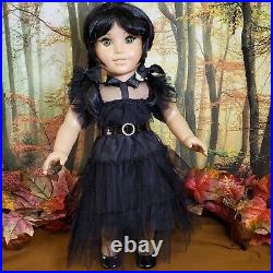 American Girl Doll OOAK Wednesday Addams Black Raven Dress Replica Refurbed