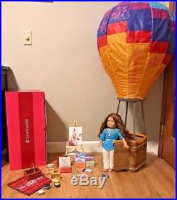 American Girl Doll Saige Huge Lot, Doll, Balloon, Art Set, Picnic Set Excellent