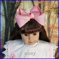 American Girl Doll Samantha Brown & Hair Eyes White Pink Party Dress Refurbed
