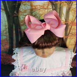 American Girl Doll Samantha Brown & Hair Eyes White Pink Party Dress Refurbed