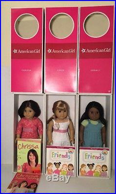 American Girl Doll Sonali, Gwen, and Chrissa Dolls of the Year 2009 Lot In Box