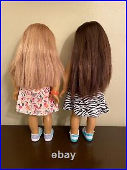 American Girl Doll TRULY ME #33 & #55 Brown Hair Hazel Eyes with AG OUTFITS LOT