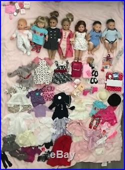 American Girl Doll clothes + dolls- Lot- All used but in good condition