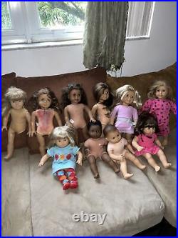 American Girl Dolls 6 And 4 Bitty Babies-1 Missing Leg, 2 With Paint Marks Inks