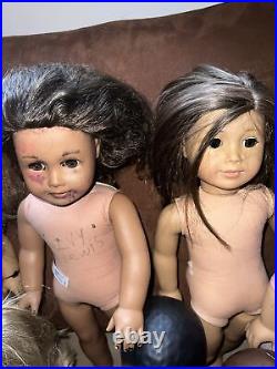 American Girl Dolls 6 And 4 Bitty Babies-1 Missing Leg, 2 With Paint Marks Inks