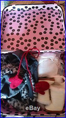 American Girl Dolls Lot Of 3 With Extra Clothes And 2 Suitcases