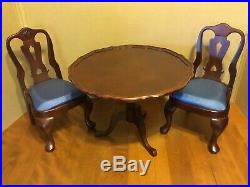 American Girl FELICITY Doll Tilt Top Table And Chairs Furniture Set Retired Used