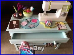 American Girl GOTY CHRISSA's CRAFT STUDIO Table Sewing Machine +accessories LOT