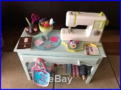 American Girl GOTY CHRISSA's CRAFT STUDIO Table Sewing Machine +accessories LOT