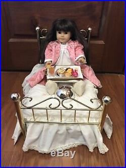 American Girl GRAND HOTEL ROOM SERVICE Set/Samantha Doll/Brass Bed With Bedding