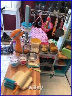 American Girl Gourmet Kitchen Set with Chair & ALL Accessories included! EUC