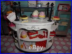 American Girl Grace Thomas Doll Bakery Kitchen Bistro +Chair Cart Food Clothes