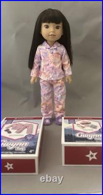 American Girl Gwynn Tan Doll Pierced Ears New Outfit Accessories Black Hair