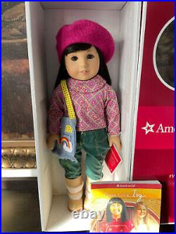 American Girl Ivy Ling Doll + Book + Sunshine Bag + Beret + Sparkly Earrings EUC