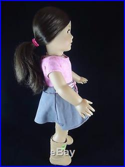 American Girl JUST LIKE YOU DOLL GREEN EYES BROWN HAIR, Skirt, Boots NICE