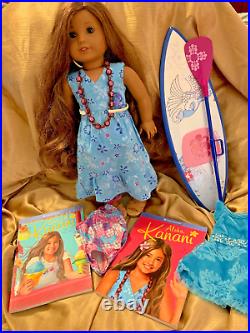 American Girl KANANI Excellent Condition, Necklace, Board, Paddle, Extra Outfit