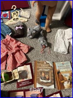 American Girl Kirsten Doll huge 28 Pc Lot WithBox 18 Kitten & Clothes