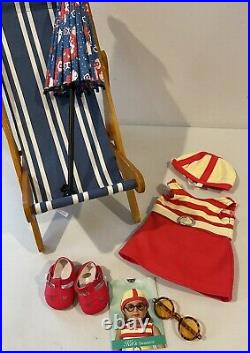 American Girl Kit Kittredge 1934 Swimsuit Outfit Floral Parasol Chair- Retired