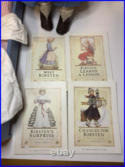 American Girl Pleasant Company 1997 Kirsten Larson Doll, Bed, Pajamas, Books EUC