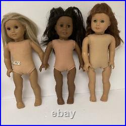American Girl & Pleasant Company Dolls Lot of 3 for parts or repair/ As-Is