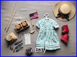 American Girl Pleasant Company Kirsten Summer Dress, Fishing Set, July Fourth Fun