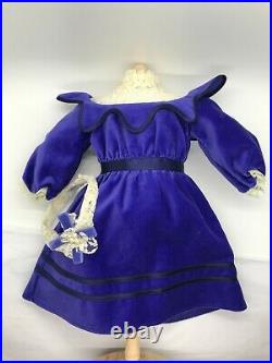 American Girl SAMANTHA'S BLUE VELVET Party DRESS & HEADBAND Limited Edition 2008