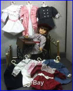 American Girl Samantha Doll Lot Parkington School Desk Brass Bed Clothing