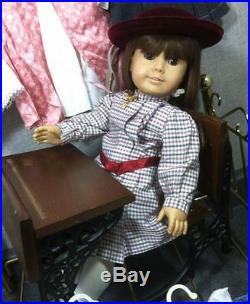 American Girl Samantha Doll Lot Parkington School Desk Brass Bed Clothing