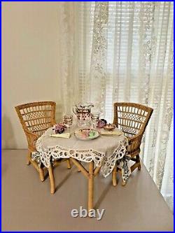 American Girl Samantha Wicker Table and Chairs, Lemonade Glassware, Party Treats