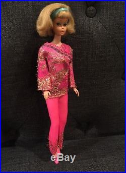 American Girl Side Part Ash Blonde Barbie Doll in Bright & Brocade Mod Outfit
