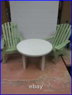 American Girl Tropical Cabana Table & 2 Adirondack chairs RETIRED RARE