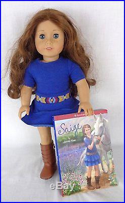 American Girl of Year Doll Saige with Book Outfit Boots Earrings 18 Retired GOTY