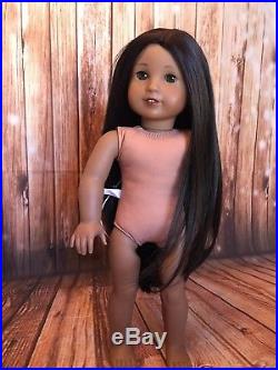 American girl 18custom girl doll cleaned green eyes brown hair #67