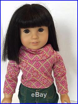 American girl doll ivy black hair asian brown eyes retired new years dress