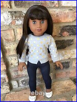 Angelica Custom OOAK African American Girl Doll Hazel Blue Eyes Brown Hair Bangs
