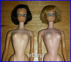 Barbie Doll American Girl 1958 Bendable Legs Dark &Light Brown Hair Lot of 2