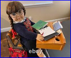 Collectible 1st Ed. American Girl Molly Doll, Retired School Desk, Accessories