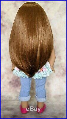Custom American Girl Doll BeForever Rebecca Saige Turquoise Blue Eyes Brown Wig