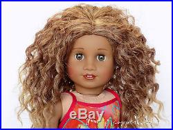 Custom American Girl Doll Gabriela Amber Eyes Caramel Brown Wig OOAK