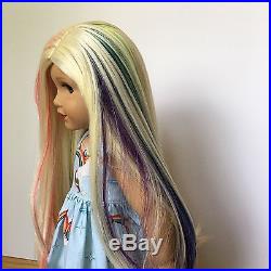 Custom American Girl Doll Grace with Marie-Grace Eyes Rainbow Sparkle Wig OOAK