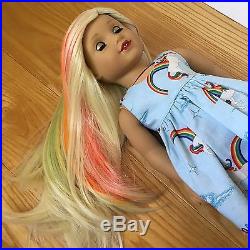 Custom American Girl Doll Grace with Marie-Grace Eyes Rainbow Sparkle Wig OOAK