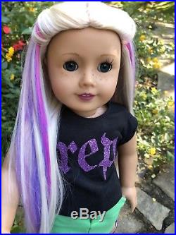 Custom American Girl Doll KIT KITTREDGE OOAK new UNICORN wig, blue eyes EUC